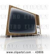 Clip Art of Retro Old Wood Paneled Box TV by