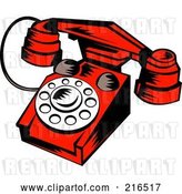 Clip Art of Retro Red Telephone by Patrimonio