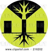 Clip Art of Retro Round Green and Black Tree Logo by Patrimonio