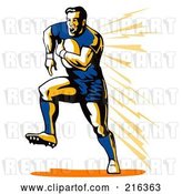 Clip Art of Retro Rugby Football Player - 16 by Patrimonio