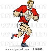 Clip Art of Retro Rugby Football Player - 2 by Patrimonio