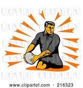 Clip Art of Retro Rugby Football Player - 42 by Patrimonio