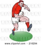 Clip Art of Retro Rugby Football Player - 52 by Patrimonio