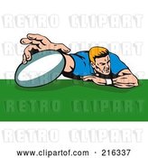 Clip Art of Retro Rugby Football Player - 54 by Patrimonio