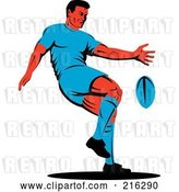 Clip Art of Retro Rugby Football Player - 56 by Patrimonio