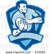 Clip Art of Retro Rugby Football Player - 64 by Patrimonio