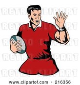 Clip Art of Retro Rugby Football Player - 69 by Patrimonio