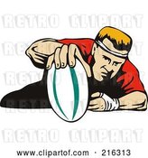 Clip Art of Retro Rugby Football Player - 7 by Patrimonio