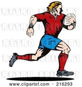 Clip Art of Retro Rugby Football Player - 70 by Patrimonio