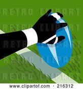 Clip Art of Retro Rugby Football Player Touching a Ball by Patrimonio