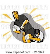 Clip Art of Retro Rugby Football Players in Action - 1 by Patrimonio