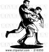 Clip Art of Retro Rugby Football Players in Action - 6 by Patrimonio