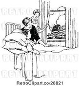 Clip Art of Retro Sick Boy Watching a Parade from Bed by Prawny Vintage