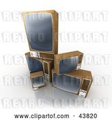Clip Art of Retro Stacked Box TVs Being Tossed out by