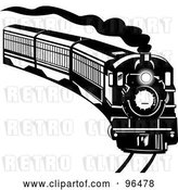 Clip Art of Retro Steam Train Coming Around a Curve by Patrimonio