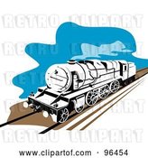 Clip Art of Retro Steam Train Moving Along a Track by Patrimonio