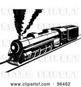 Clip Art of Retro Steam Train on a Straight Railway by Patrimonio