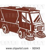 Clip Art of Retro Styled Brown Street Sweeper Machine by Patrimonio
