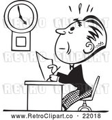 Clipart of a Retro Businessman Trying to Finish His Work on Time Before Deadline by BestVector