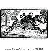 Clipart of a Retro Character on Horseback by Prawny Vintage