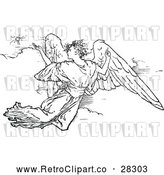 Clipart of a Retro Flying Angel by Prawny Vintage