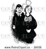 Clipart of a Retro Young Couple Standing Together by Prawny Vintage