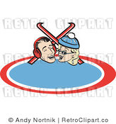 Retro Vector Clip Art of a Couple with Skis by Andy Nortnik