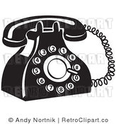 Royalty Free Retro Vector Clip Art of a Black and White Telephone by Andy Nortnik