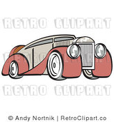 Royalty Free Vector Retro Illustration of an Old Red and Tan Colored Luxury Car by Andy Nortnik
