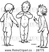 Vector Clip Art of 3 Retro Babies Standing Together by Prawny Vintage
