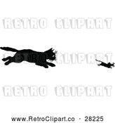 Vector Clip Art of a Hungry Retro Cat Chasing a Mouse by Prawny Vintage