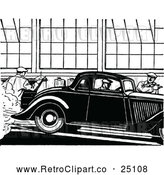 Vector Clip Art of a Retro Automobile Assembly Line by Prawny Vintage