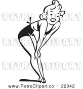 Vector Clip Art of a Retro Black and White Woman in Heels, Bending over by BestVector
