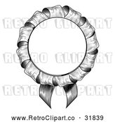 Vector Clip Art of a Retro Black Rosette Ribbon by AtStockIllustration