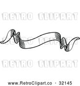 Vector Clip Art of a Retro Black Scroll Banner by AtStockIllustration