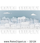Vector Clip Art of a Retro City with Georgian Homes in a Neighborhood by AtStockIllustration