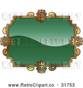 Vector Clip Art of a Retro Green and Gold Frame with Blank Space for Text by AtStockIllustration
