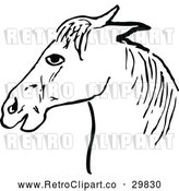 Vector Clip Art of a Retro Horse Head Profile by Prawny Vintage