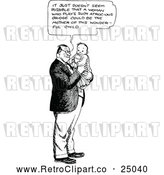 Vector Clip Art of a Retro Man Talking and Holding a Baby by Prawny Vintage