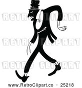 Vector Clip Art of a Retro Man Walking, Bert Williams - Black and White by Prawny Vintage