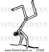 Vector Clip Art of a Retro Match Stick Man Standing on Hands by Prawny Vintage