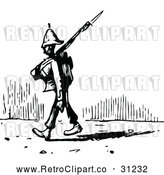 Vector Clip Art of a Retro Soldier Pacing with Rifle by Prawny Vintage