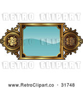 Vector Clip Art of a Retro Turquoise and Gold Frame with Copyspace by AtStockIllustration
