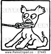 Vector Clip Art of a Scared Retro Dog Pulling Against a Leash by Prawny Vintage