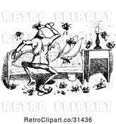Vector Clip Art of Bed Bugs Attacking a Guy 5 by Prawny Vintage