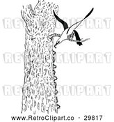 Vector Clip Art of Bird Eating Caterpillars from Tree by Prawny Vintage