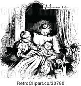 Vector Clip Art of Boy and Girl Admiring a Baby by Prawny Vintage