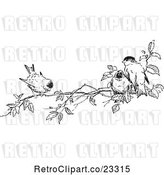 Vector Clip Art of Branch with Birds by Prawny Vintage