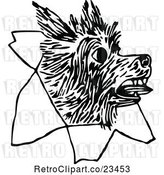 Vector Clip Art of Dog Breaking Through Paper by Prawny Vintage