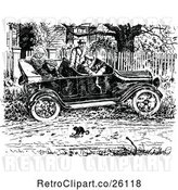 Vector Clip Art of Driver Swerving for a Frisky Cat in the Road by Prawny Vintage